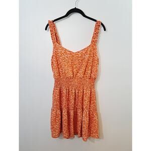LUSH NEW! Orange Smocked Waist Mini Dress In Size Large